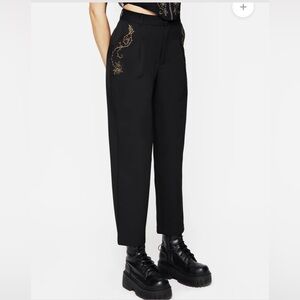 NWT Disturbia Vanitas Thom Skull Thorn Embroidered Tapered Trousers Black Sz 4